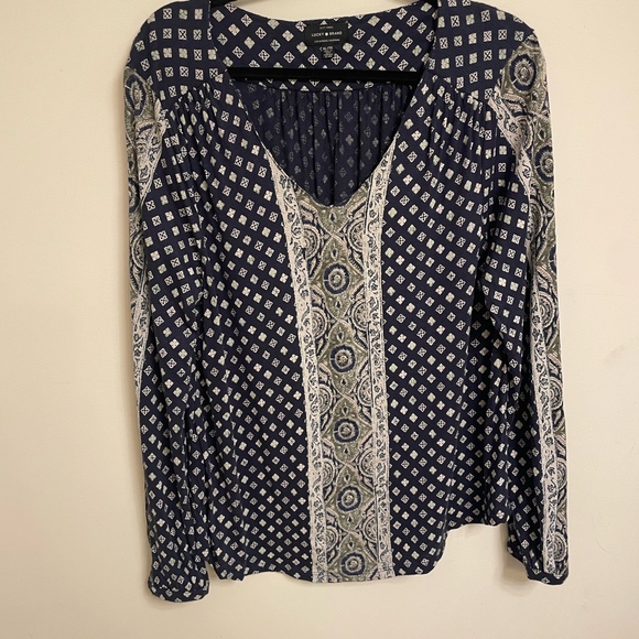 Lucky Brand Patterned Boho Top Size XL - Picture 1 of 5